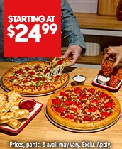 The Ultimate Hut Bundle. Starting at $24.99. Any 2 medium pizzas, Any 8 boneless wings, any sticks, and any 2 dips. Limited time only. 10 toppings max on each pizza. Additional charge for extra cheese and dips. Availability, price, and participation vary. Taxes, tip, and delivery fees extra.